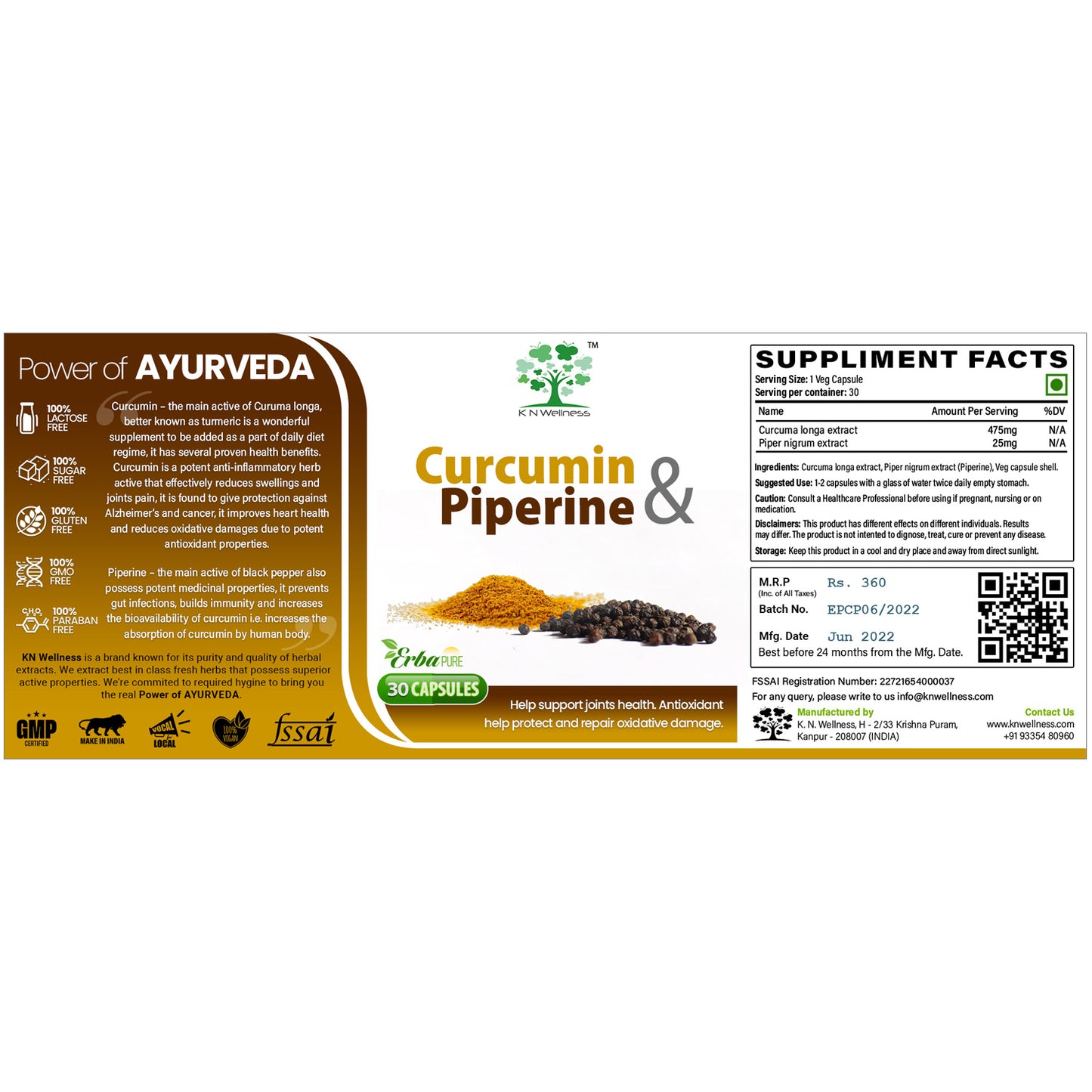 CURCUMIN & PIPERINE - Turmeric (Curcuma longa) and Black pepper (Piper nigrum) extract