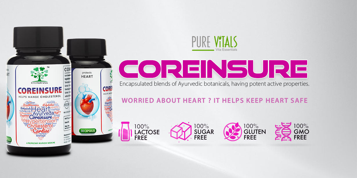 COREINSURE - Ayurvedic capsules for High cholesterol, Heart Health & High BP ( Blood Pressure)