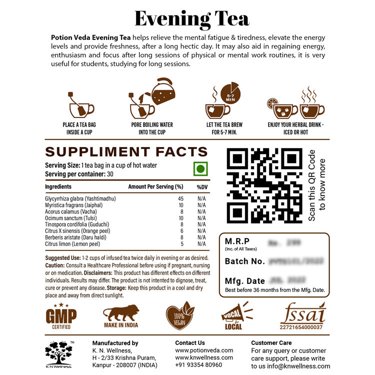 PotionVeda EVENING TEA - Refreshing – energizing – lightening herbal tea