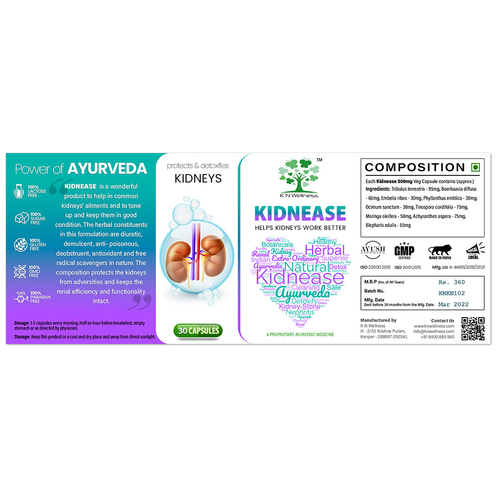 KIDNEASE - Ayurvedic capsules to detox kidneys and improve function