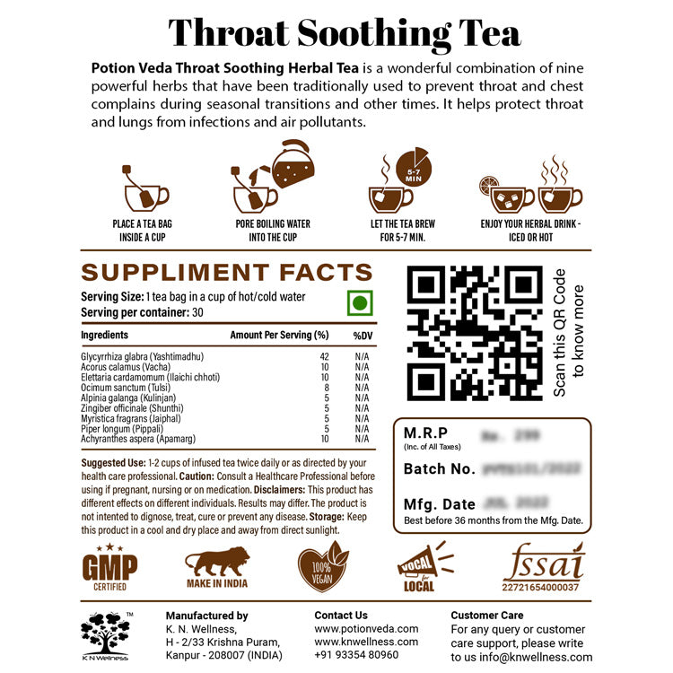 PotionVeda THROAT SOOTHING TEA - Soothing & relieving herbal tea